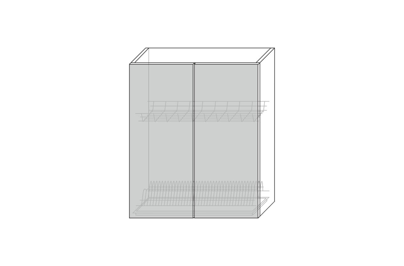 Vilma, шкаф настенный для сушки посуды 2D/60-29-2 (белый / капучино глянец)