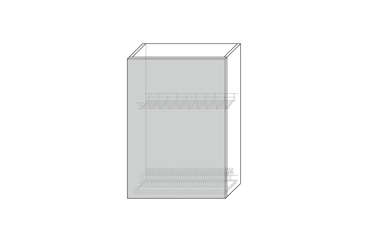 Grand, шкаф настенный для сушки посуды 1D/60-29-2 (белый / дуб йорк серый)