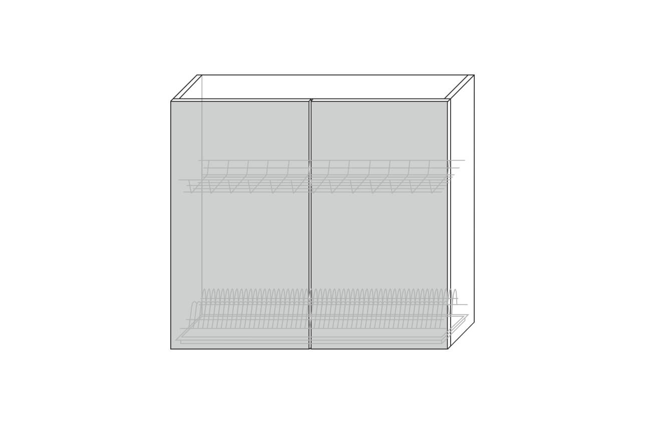 Vilma, шкаф настенный для сушки посуды 2D/80-29-2 (белый / белый глянец)