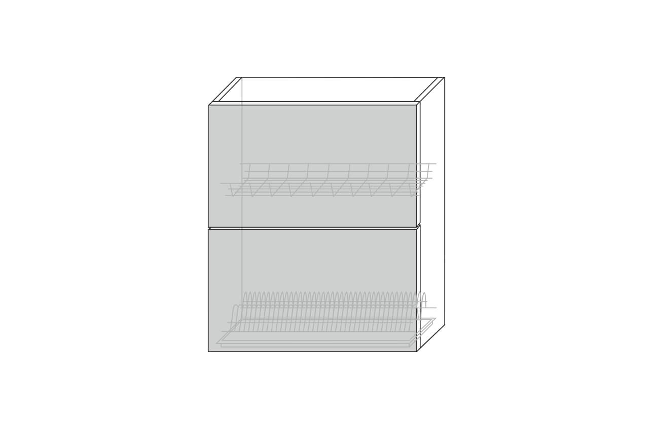 Vilma, шкаф настенный для сушки посуды 2DG/60-29-2 (белый / капучино глянец)