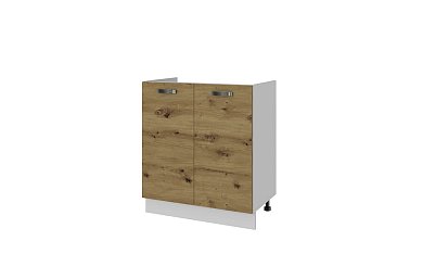 ALESIA, Шкаф под мойку 2D/80 F1. Цвет СЕРЫЙ / ДУБ ОНТАРИО