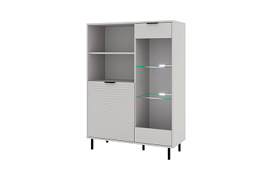 RUNA, Шкаф с витриной 1V1D2N. Цвет ПЕРСИДСКИЙ ЖЕМЧУГ/ АМАРОК