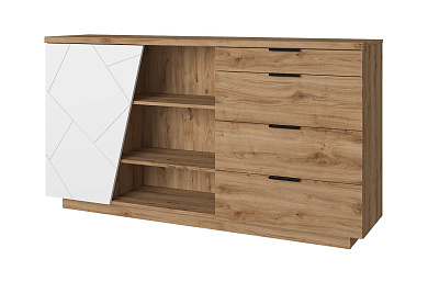 KAYLAS, Тумба 1D4S3N. Цвет ДУБ НАВАРРА / ЭКО ДЖЕЛАТО