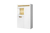 TORINO, Шкаф с витриной 1V2D P. Цвет БЕЛЫЙ / ДУБ НАВАРРА